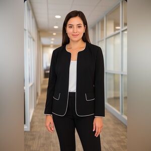 Talbots Women’s 12P Black Open Front Career Blazer Jacket